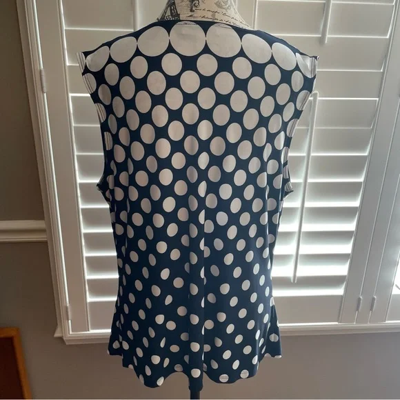 Dressbarn Navy and White Polka Dot Blouse - Picture 3 of 5